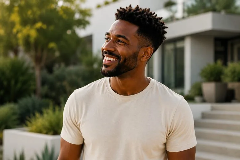 Smiling man outdoors