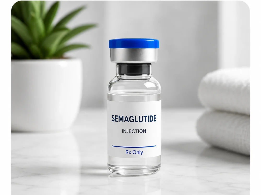 Compounded semaglutide injection vial