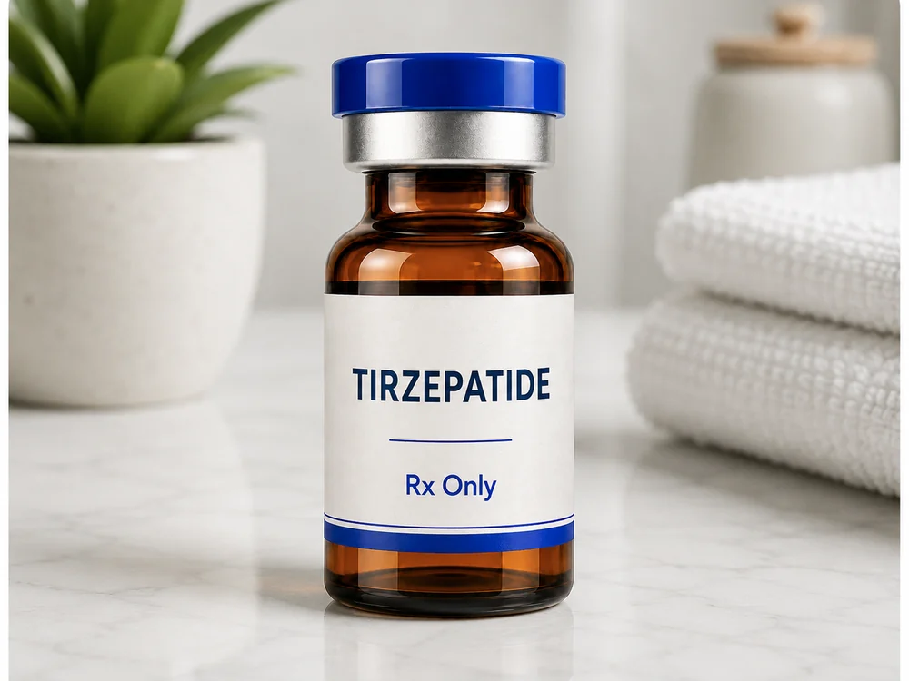 Compounded tirzepatide injection vial